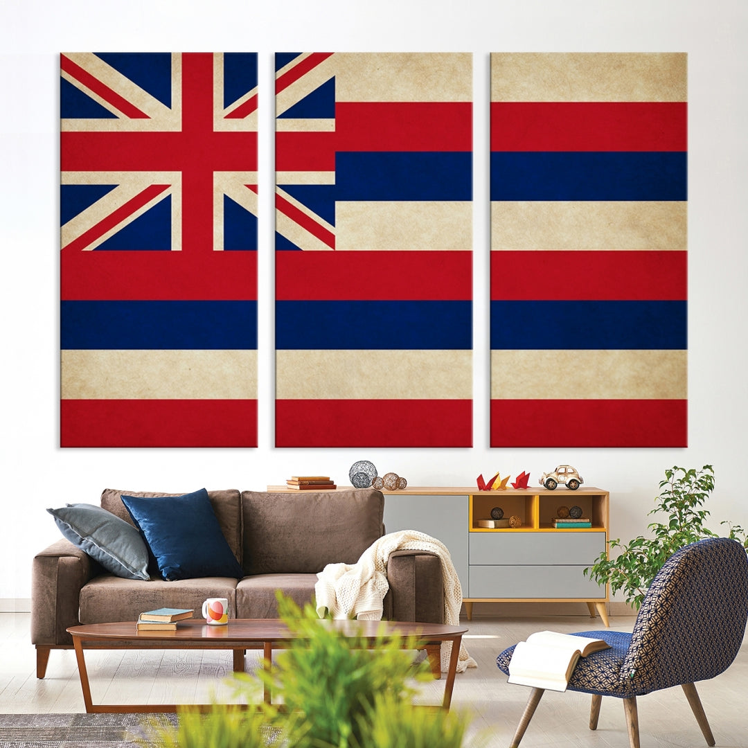 Art mural du drapeau des États d'Hawaï, des États-Unis Impression sur toile