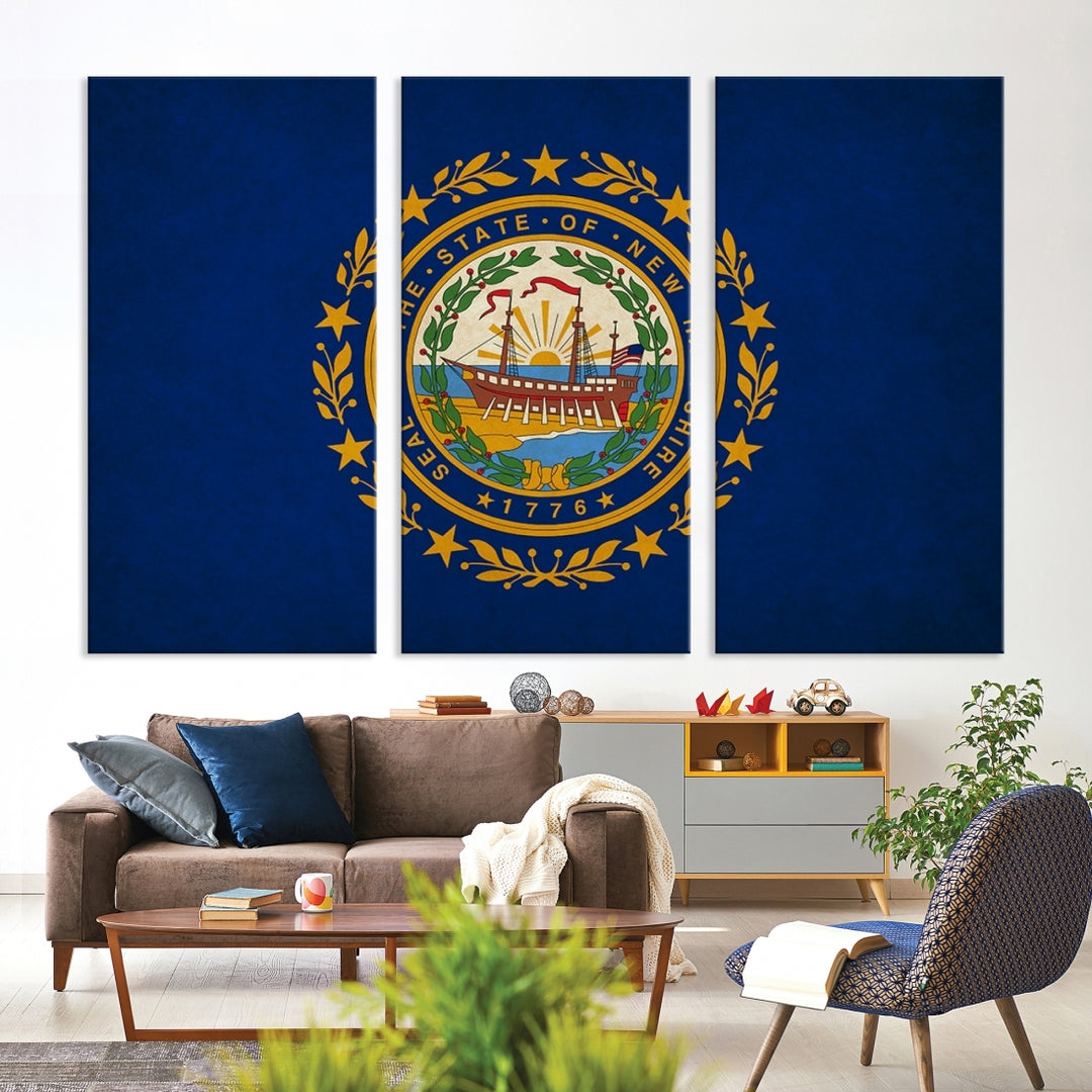 New Hampshire States Flag Wall Art Canvas Print