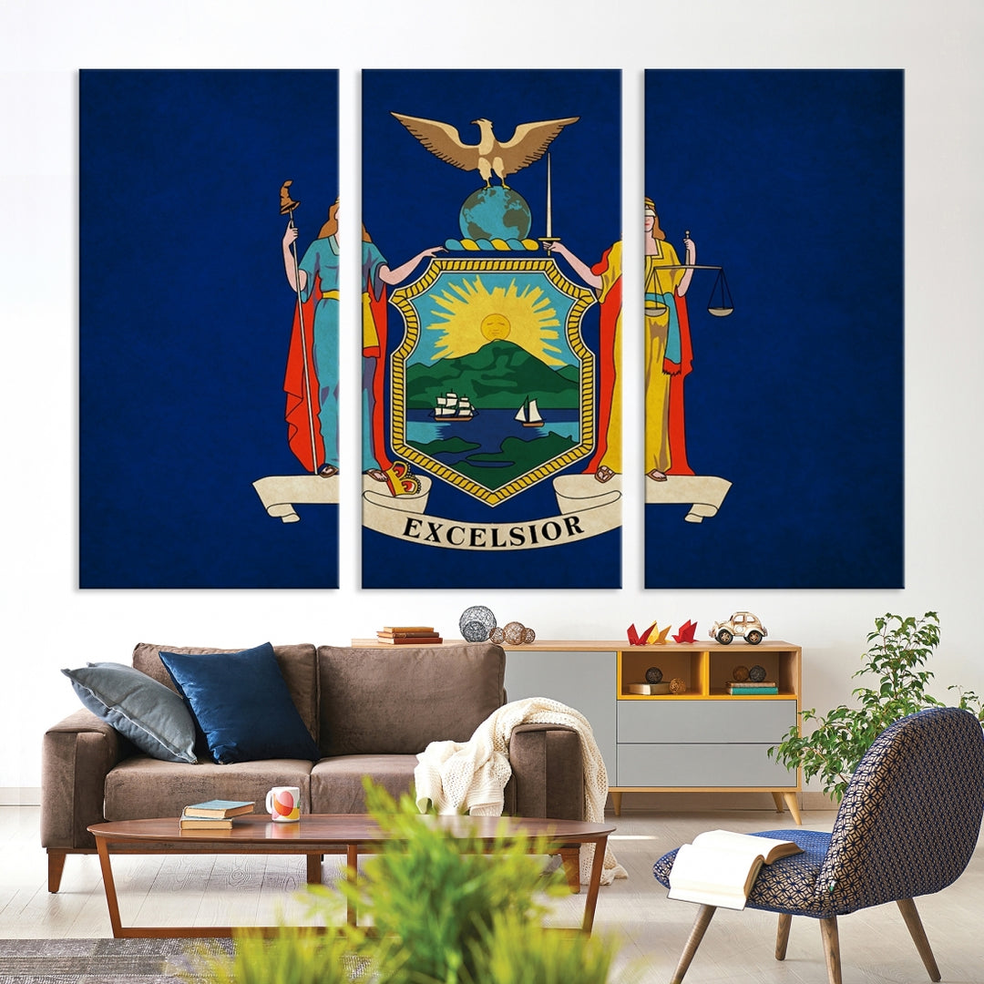 Art mural du drapeau des États de New York Impression sur toile
