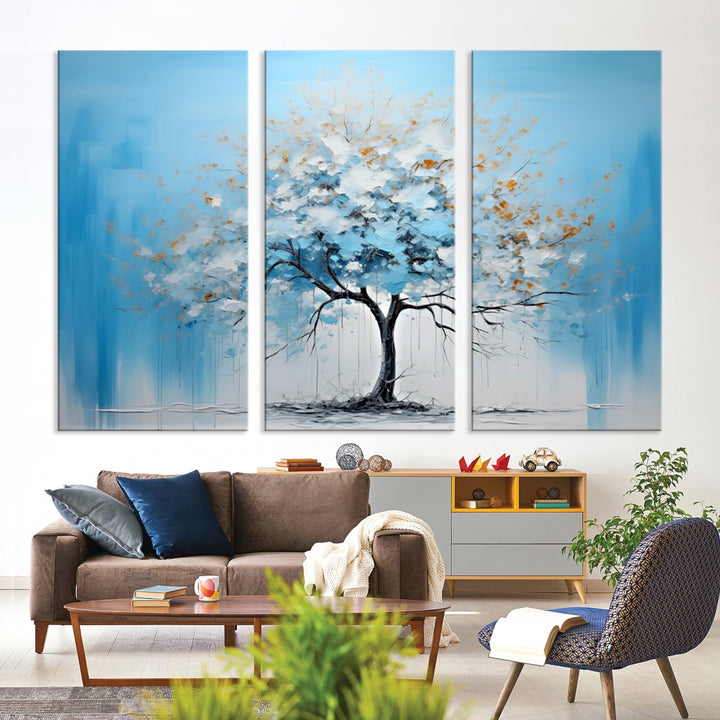 Large Blue Abstract Tree Wall Art Canvas Printing