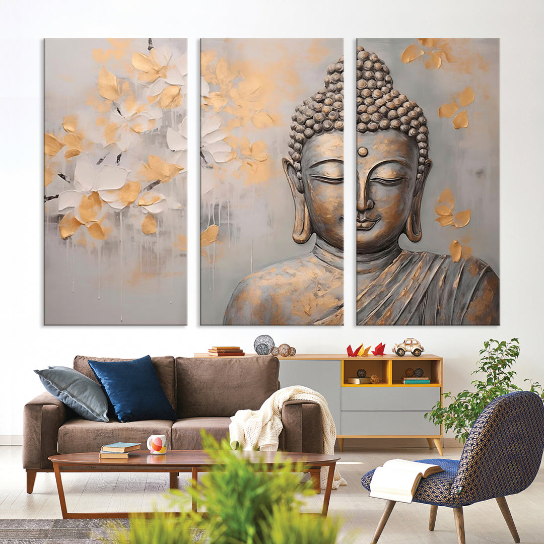 Impression sur toile abstraite de statue de Bouddha