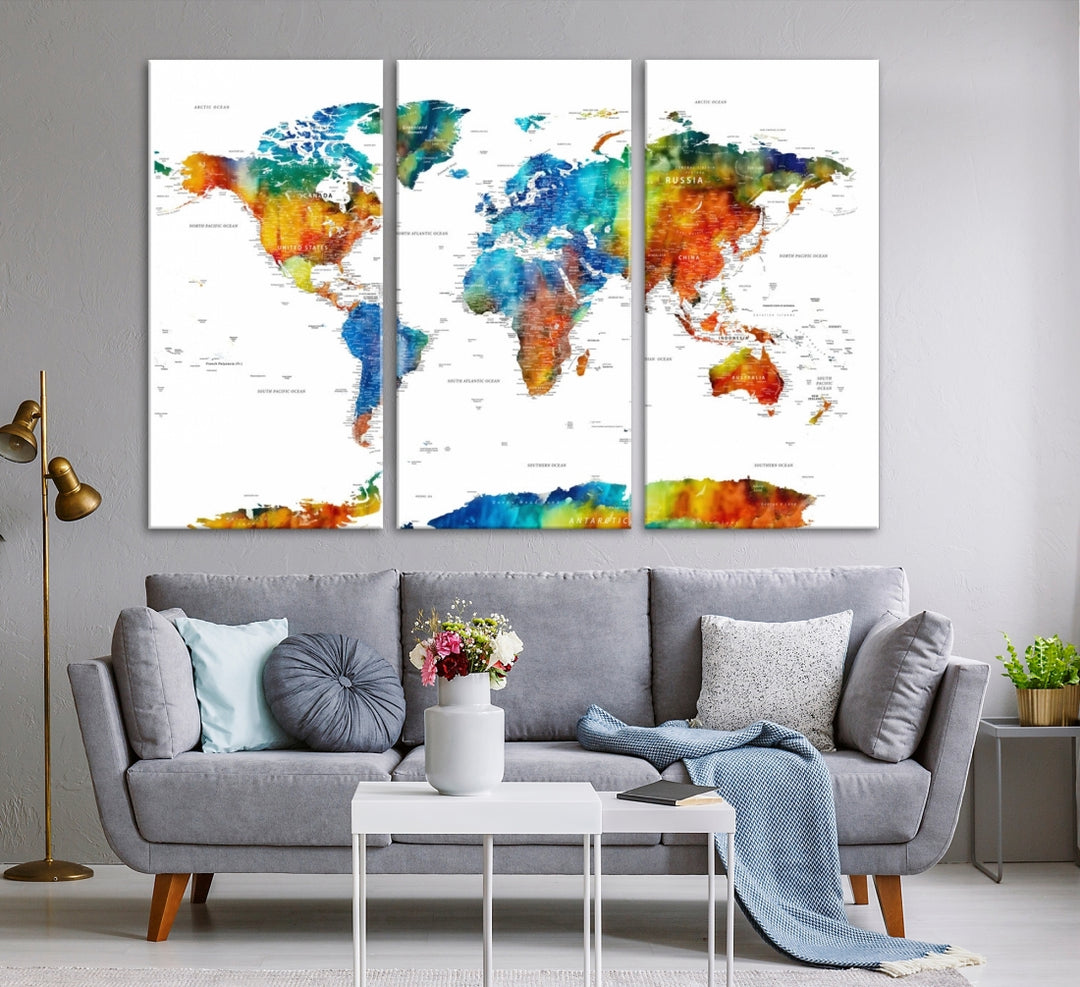Mixcolor World Map Wall Art Canvas Print
