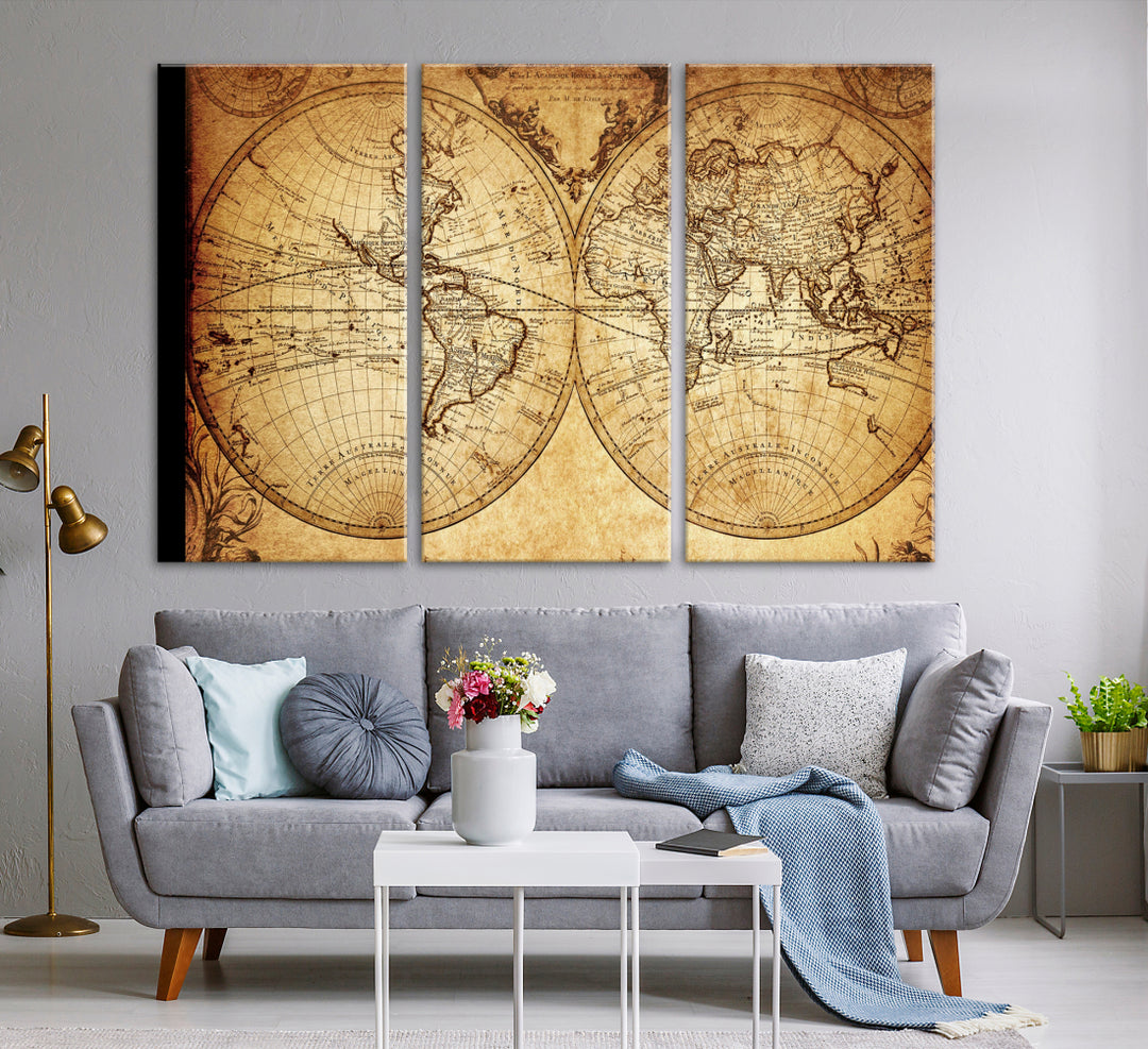 Art mural de la carte du vieux monde
