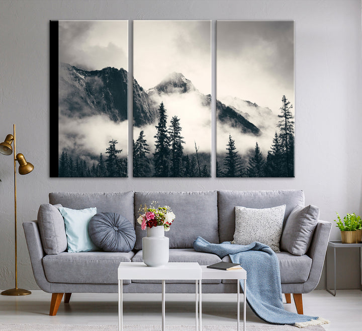 Montagnes Toile Foggy Forest Wall Art Mountain Banff Nal Park Print