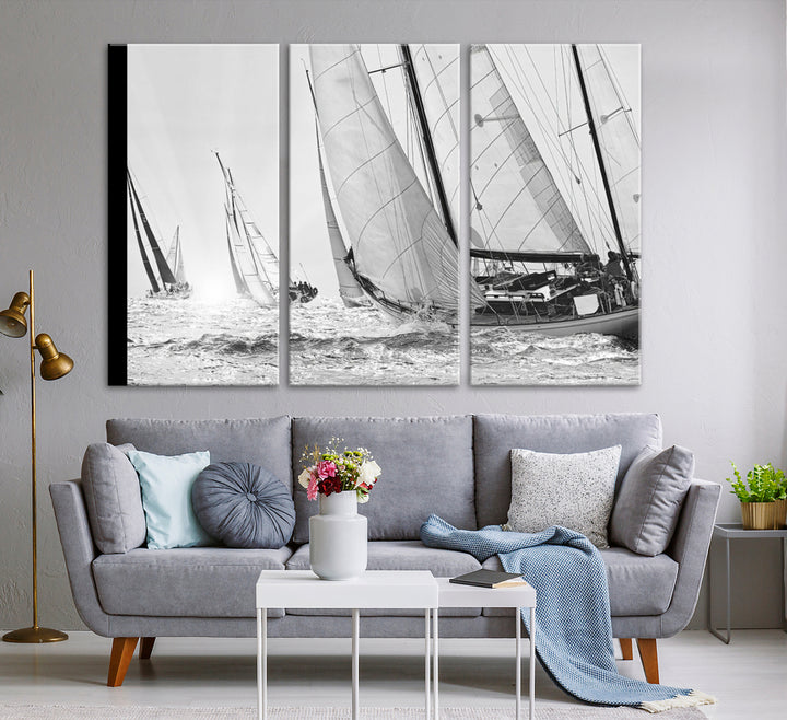 Yacht Sailboat Regatta Canvas Wall Art Canvas Print