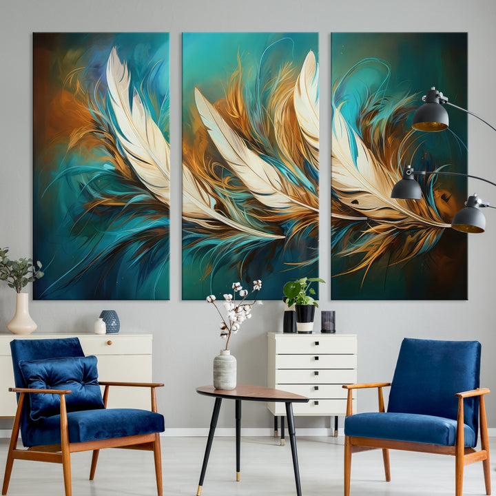 Art mural abstrait en plumes Impression sur toile
