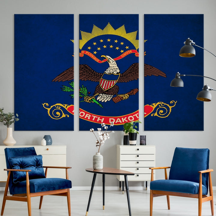 Art mural du drapeau du Dakota du Nord Impression sur toile