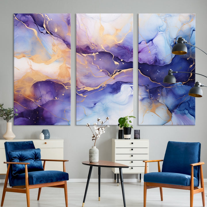 Purple Blue Abstract Wall Art Print Contemporary Art Canvas Design