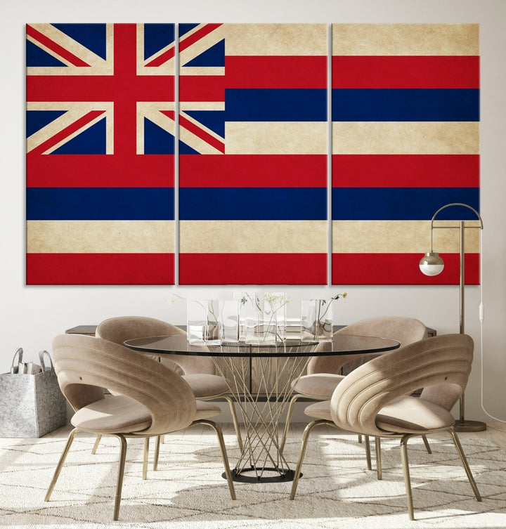 Arte de la pared de la bandera de los estados de Hawaii, EE. UU. Lienzo