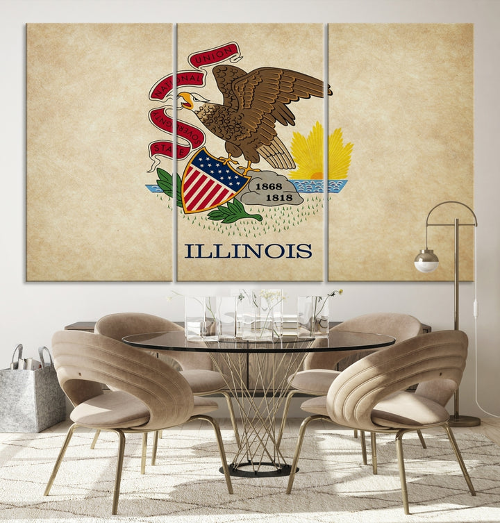 Arte de la pared de la bandera de los estados de Illinois Lienzo