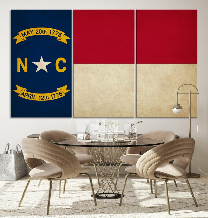 North Carolina States Flag Wall Art Canvas Print