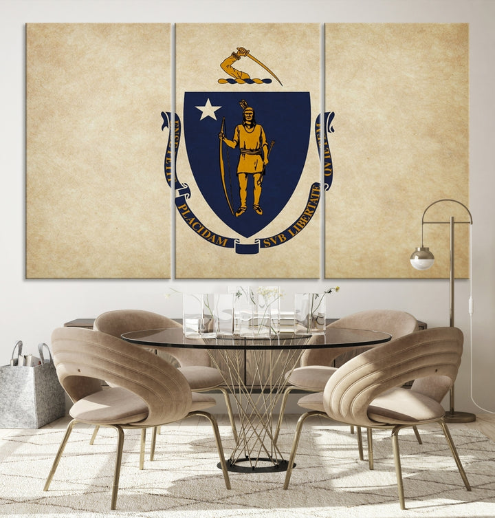 Arte de la pared de la bandera de Massachusetts Lienzo