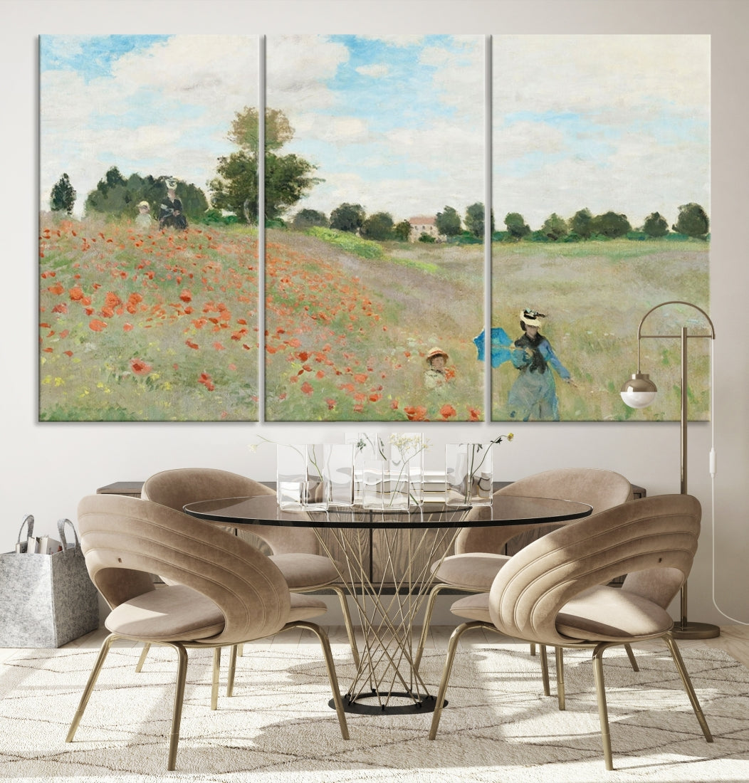 Lienzo grande El campo de amapolas de Claude Monet