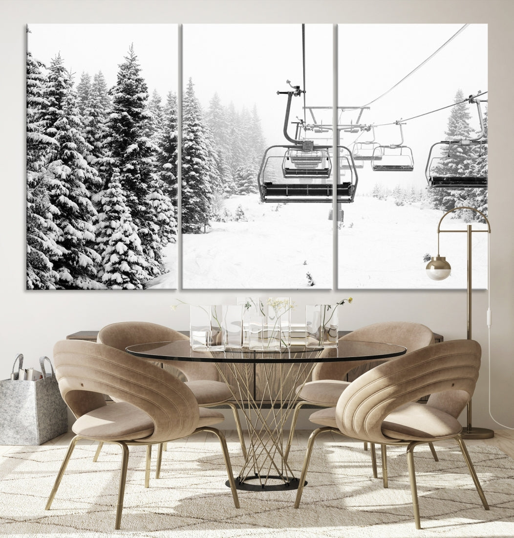 Remonte lienzo impresión nieve cubierta abetos invierno pared arte esquí decoración esquiador regalo esquí estación decoración lienzo pared arte