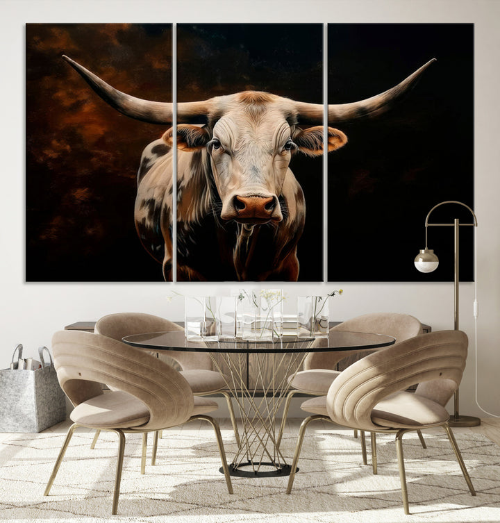 Texas Cow Longhorn Wall Art Impression sur toile