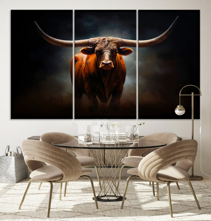 Highland Cow Canvas Wall Art Animal Print Pictures Texas Cow Framed Print