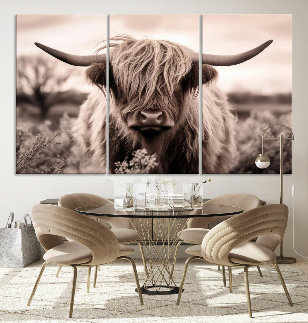 Scottish Cow Longhorn Wall Art Canvas Print