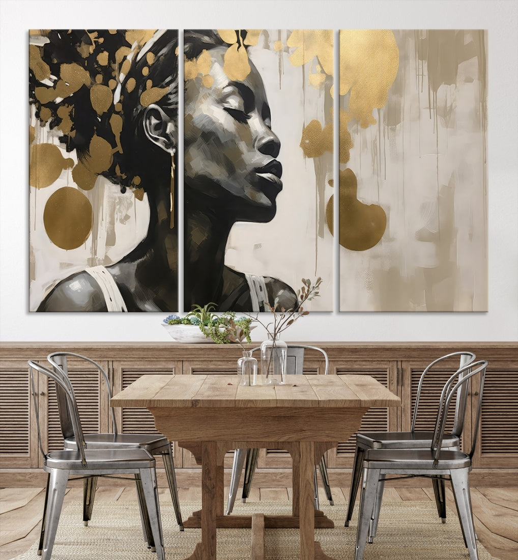 Toile d’art mural abstraite de femmes africaines de beauté