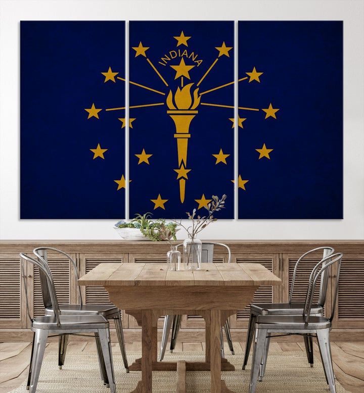 Art mural du drapeau des États de l'Indiana Impression sur toile