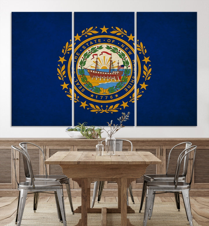 Art mural du drapeau des États du New Hampshire Impression sur toile
