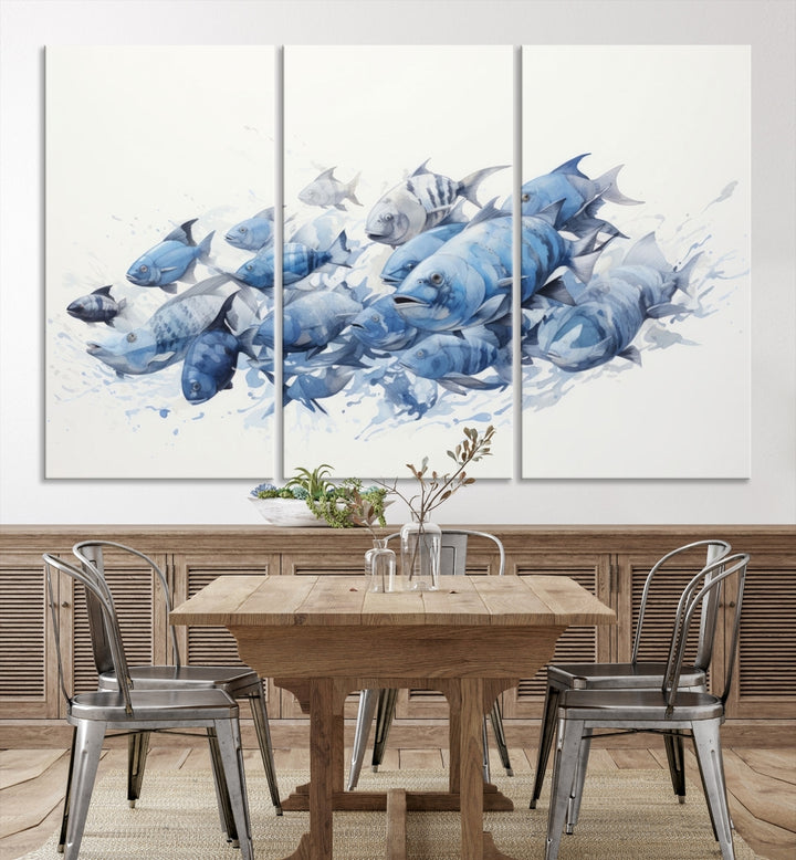 Art mural de poisson abstrait Impression sur toile
