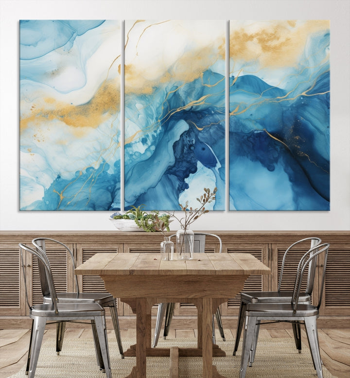 Impresión grande en lienzo de arte de pared azul marino para decoración del hogar, sala de estar, oficina y decoración del hogar, impresión de obras de arte abstractas