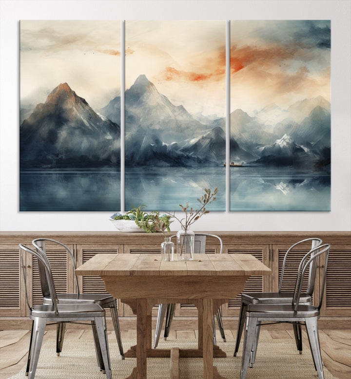 Watercolor Abstract Misty Mountain Wall Art
