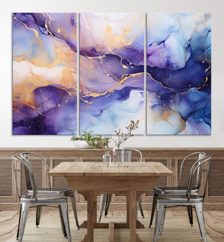 Purple Blue Abstract Wall Art Print Contemporary Art Canvas Design