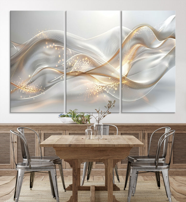 Abstract art Grey and Gold Lines Wall Art