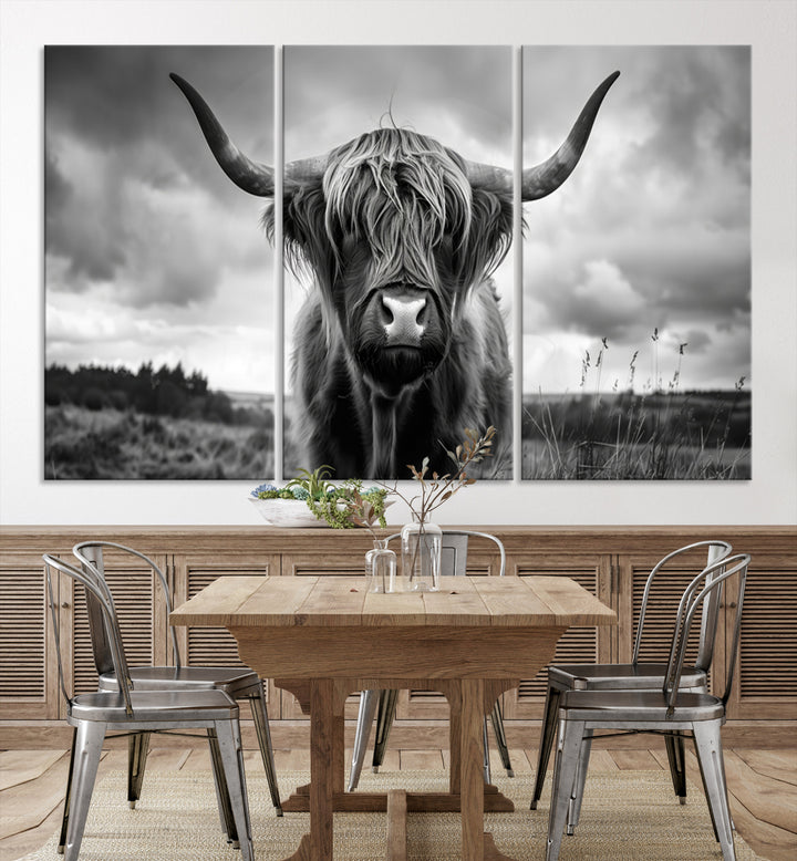 Scottish Cow Wall Art Canvas Print | Longhorn Wall Art | Bighorn Animal Wall Art