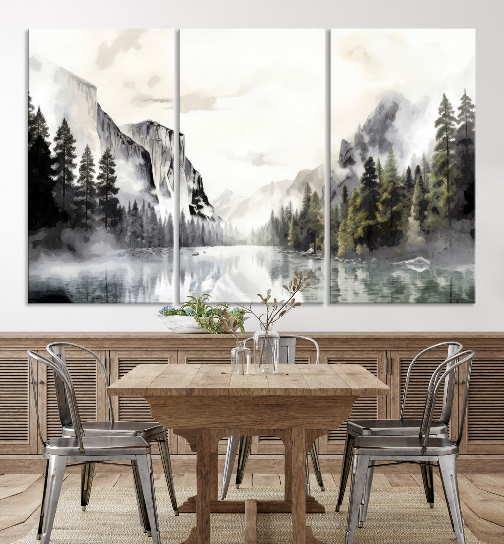 Yosemite National Park Watercolor Wall Art Canvas Print