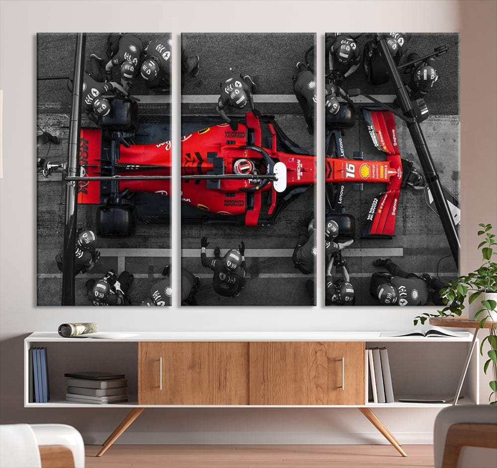 Formula 1 Canvas Wall Art Car Racing art F1 Pit Stop Canvas Wall Racing Car Gift Formula 1 Artwork Game