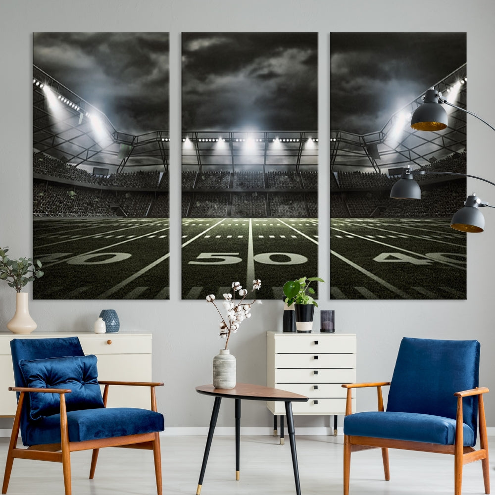Impresión de lienzo de arte de pared del estadio de fútbol americano, impresión de arte de pared del deporte del estadio 