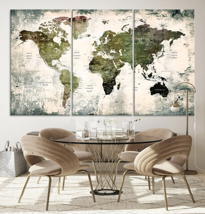 World Map Canvas PRINT, World Map Canvas Art,