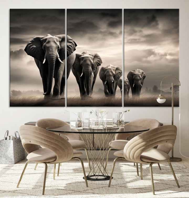 Art mural d’éléphants Impression sur toile