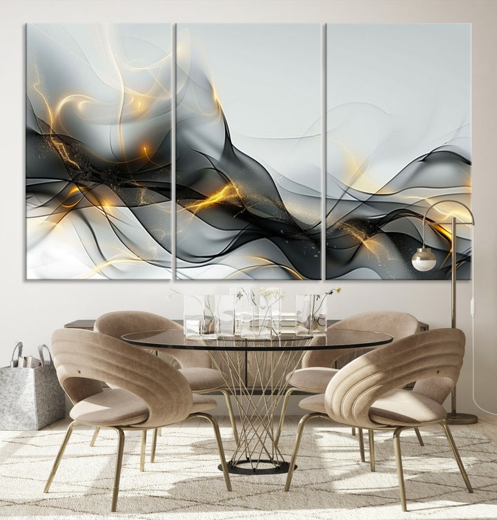 Arte abstracto moderno Arte en blanco y negro Decoración de la pared de la habitación de lienzo de múltiples paneles Arte de pared abstracto Pintura abstracta Arte de pared extra grande