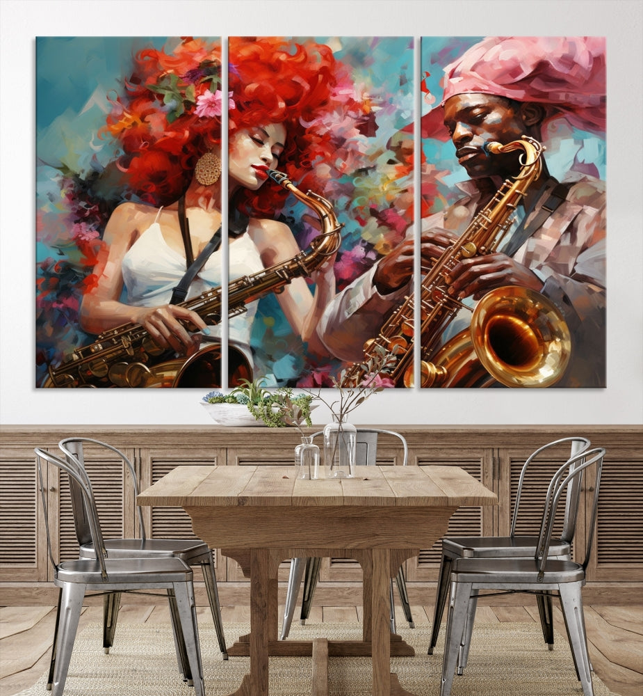 Art mural abstrait musicien saxophoniste afro-américain