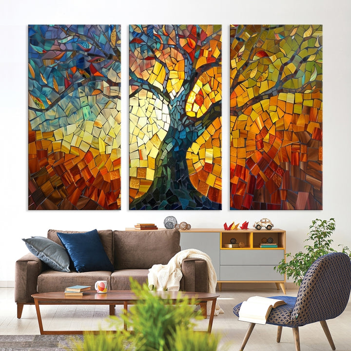 Tree of Life Artwork, Yggdrasil Colorful Mosaic Painting,