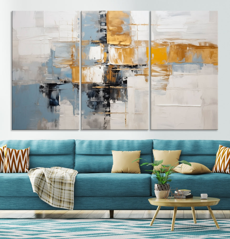 Impresión abstracta de la lona del arte de la pared del naranja azul, impresión abstracta para la decoración casera moderna