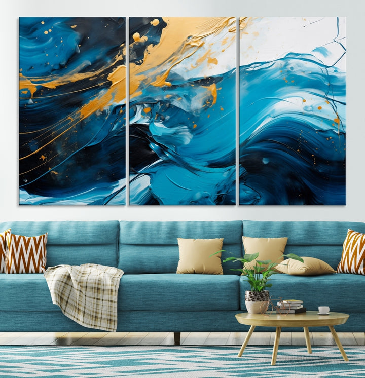 Gran obra de arte abstracta, impresión en lienzo para pared, decoración de sala de estar, hogar, oficina.