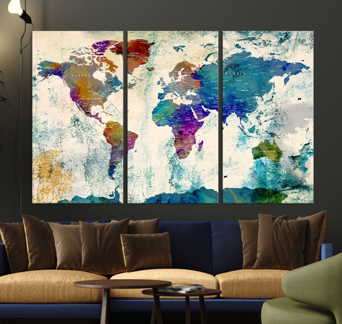 Art mural de la carte du monde à l’aquarelle