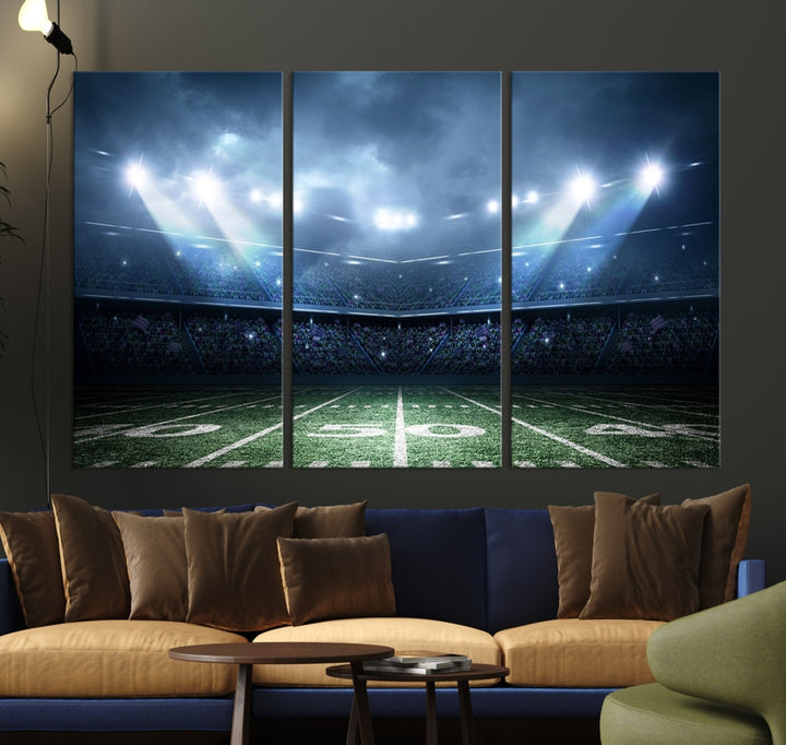 Impresión de lienzo de arte de pared del estadio de fútbol americano, decoración de sala de juegos, impresión de arte de pared deportiva 