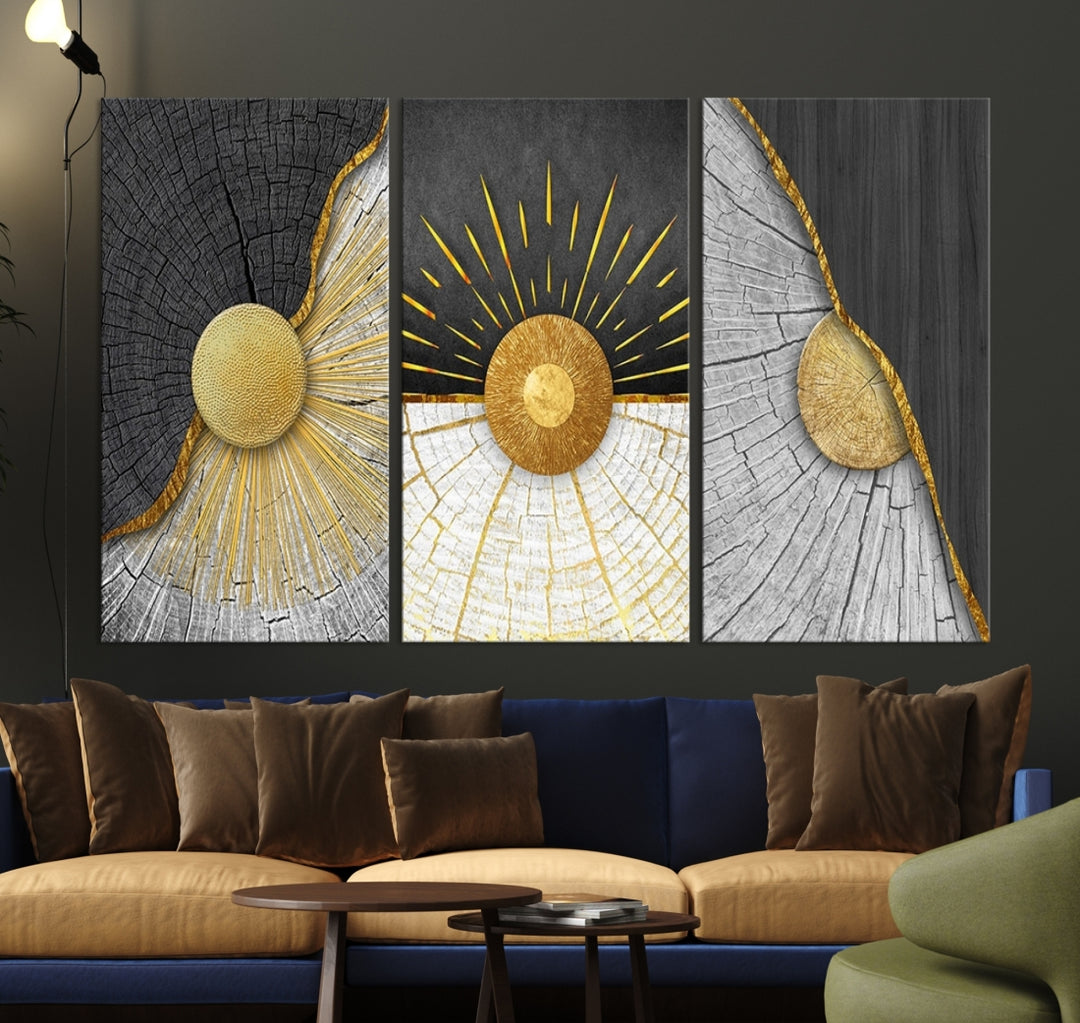 Impresión en lienzo de arte abstracto de pared de 3 paneles