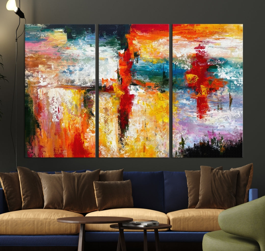 53366 - Colorful Abstract Wall Art Canvas Print Extra Large Size