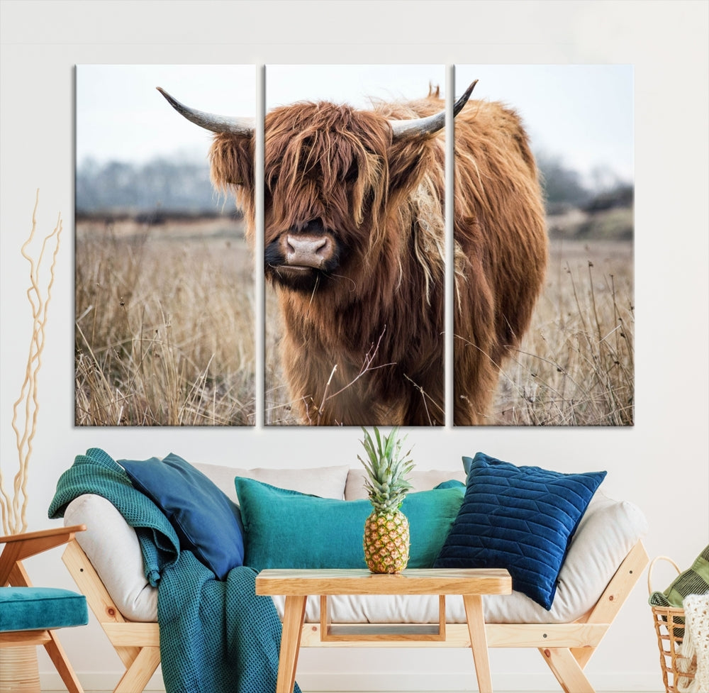 Lienzo decorativo para pared con diseño de vaca escocesa de las tierras altas