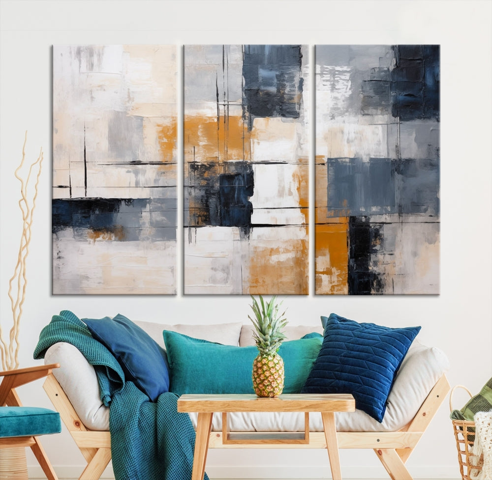 Lienzo de arte de pared azul abstracto Impresión de lienzo moderno Arte de composición de movimiento brillante azul Arte de pared extra grande Sala de estar