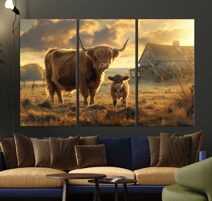 Highland Baby Cow Canvas Wall Art Animal Print