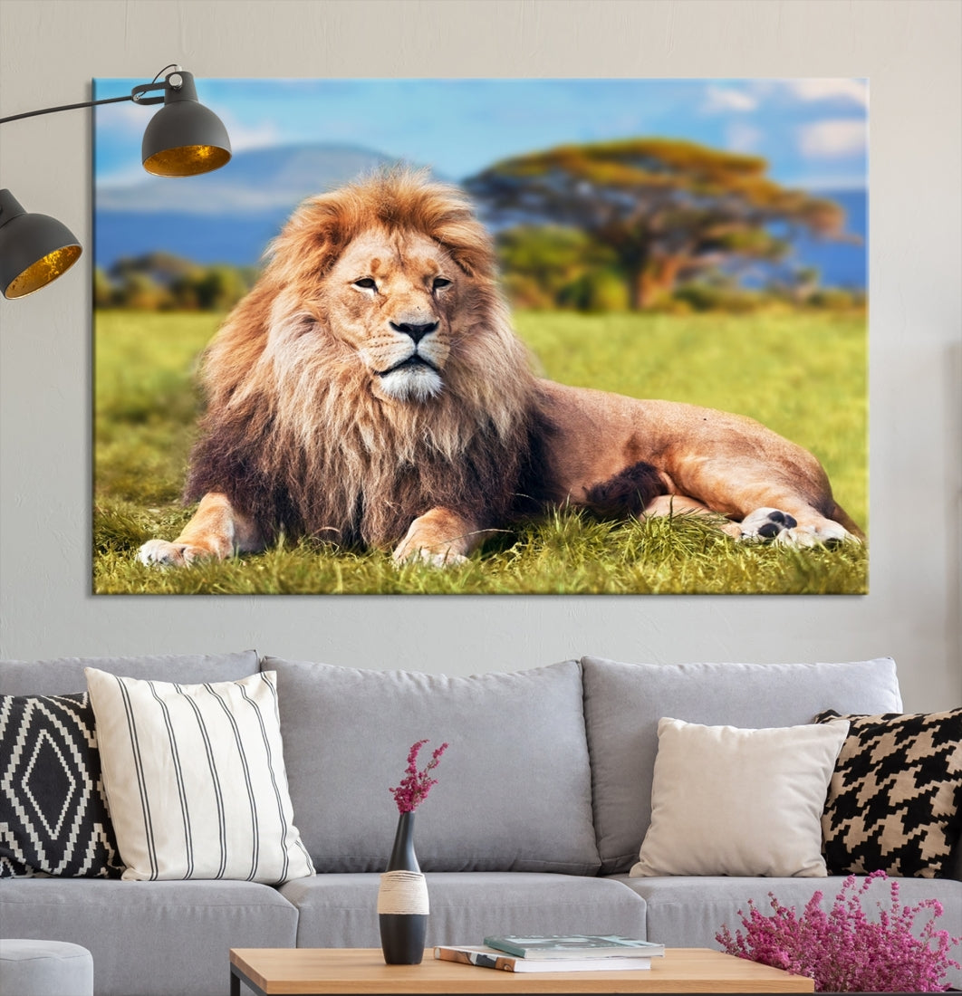 León en la sabana África Arte de la pared Lienzo