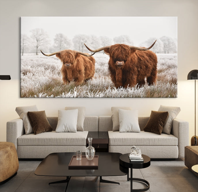 Art mural de vaches de Terre-Neuve Impression sur toile