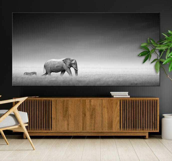 Art mural éléphant et zèbre Impression sur toile